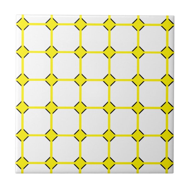 Yellow Rhombus Ceramic Tile, Small (4.25" x 4.25") Tile (Front)