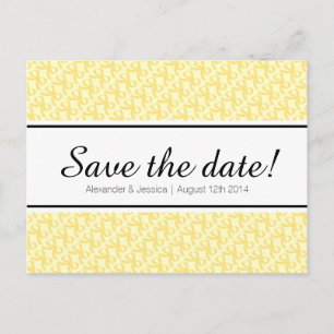 Yellow ribbon bow print save the date postcard