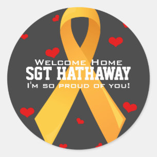 Yellow Ribbon: Dark Classic Round Sticker