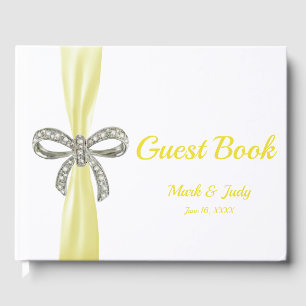 Yellow Ribbon Diamond Bow Wedding Guestbook
