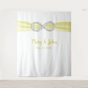 Yellow Ribbon Diamond Infinity Wedding Backdrop Tapestry