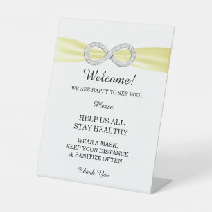 Yellow Ribbon Diamond Infinity Wedding Safety Pedestal Sign