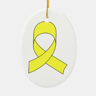 Yellow Ribbon Drawing Ceramic Tree Decoration