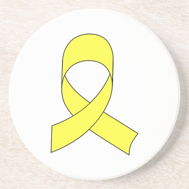 Yellow Ribbon Drawing Coaster (Front)