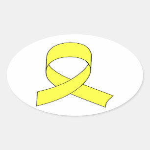 Yellow Ribbon Drawing Oval Sticker