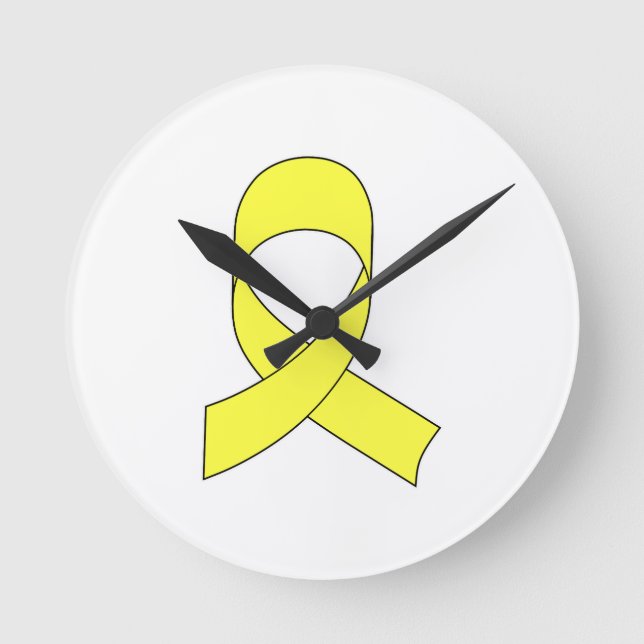 Yellow Ribbon Drawing Round Clock (Front)