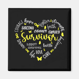 Yellow Ribbon Heart Sarcoma Cancer Awareness Warri Magnet
