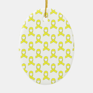 Yellow Ribbon Pattern Ceramic Tree Decoration