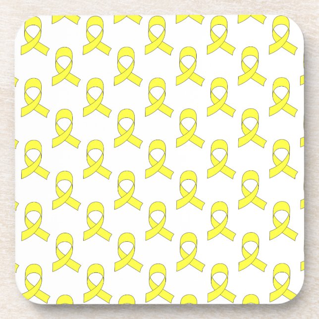 Yellow Ribbon Pattern Coaster (Front)