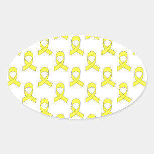 Yellow Ribbon Pattern Oval Sticker