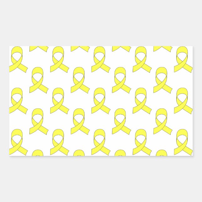 Yellow Ribbon Pattern Rectangular Sticker (Front)