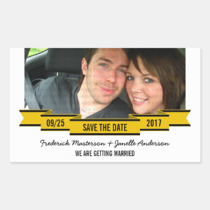 Yellow Ribbon Photo Save the Date Stickers