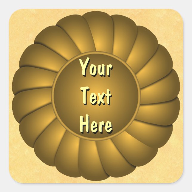 Yellow Ribbon Rosette to Personalise Square Sticker (Front)