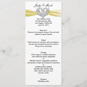 Yellow Ribbon Silver Swans Menu Card