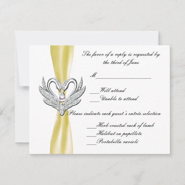 Yellow Ribbon Silver Swans Response Card (Front)