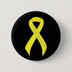 Yellow Ribbon Support Awareness 6 Cm Round Badge