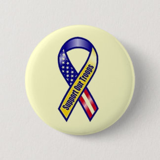 Yellow Ribbon Support our Troops 6 Cm Round Badge