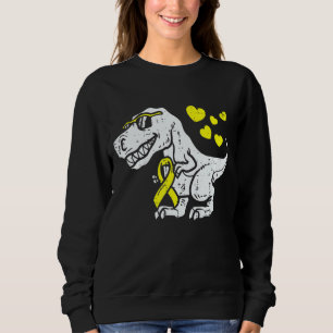 Yellow Ribbon Trex Dino Endometriosis Awareness Ki Sweatshirt