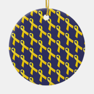 Yellow Ribbons Ceramic Tree Decoration