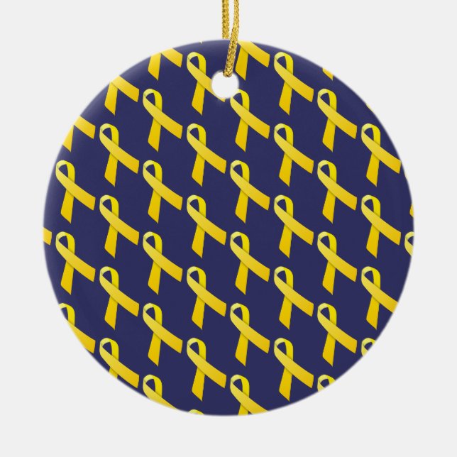 Yellow Ribbons Ceramic Tree Decoration (Front)