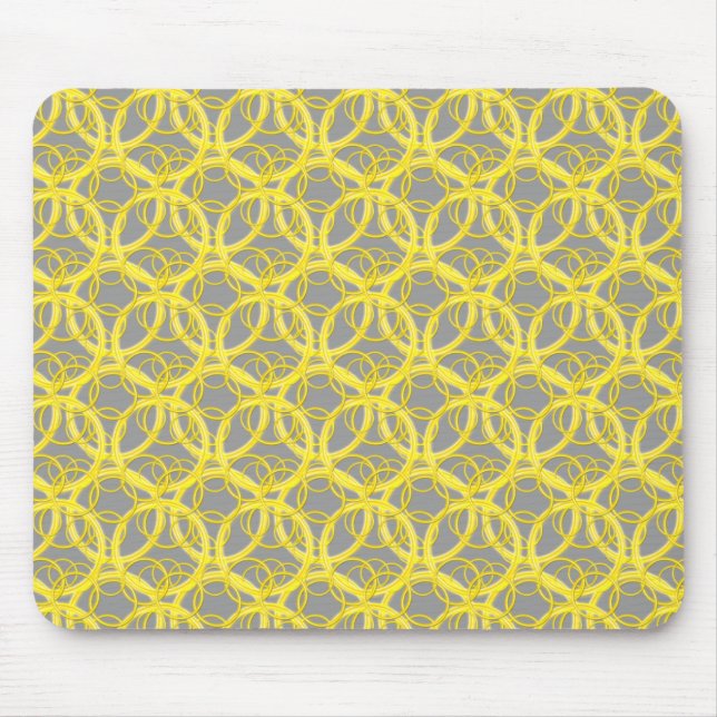 Yellow Rings Pattern Mouse Pad (Front)