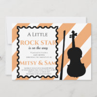 Yellow Rock Star Rock a Bye Baby Shower Invitation