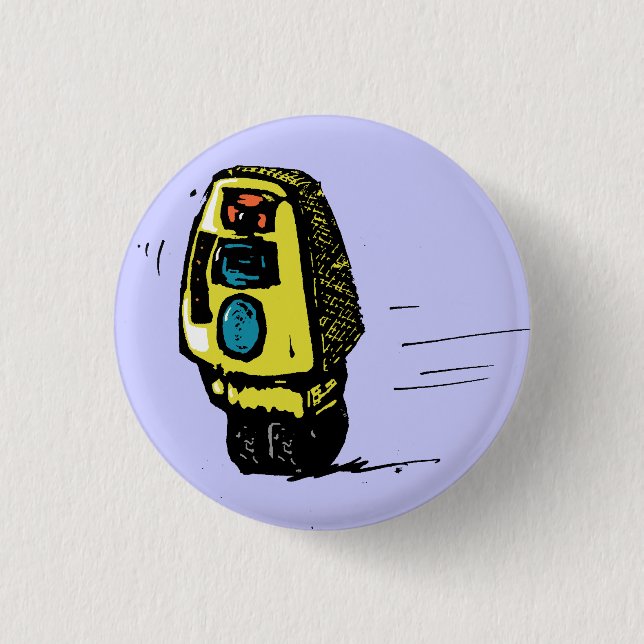 Yellow Rollerbot 3 Cm Round Badge (Front)