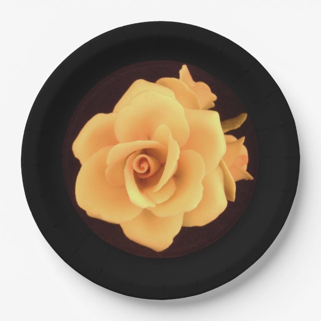 Yellow Rose, 2004 Photo. Paper Plate (Front)