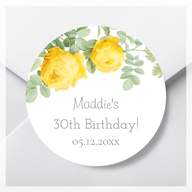 Yellow Rose | 30th Birthday  Classic Round Sticker (Creator Uploaded)