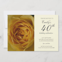 Yellow Rose 40th Birthday Party Invitation
