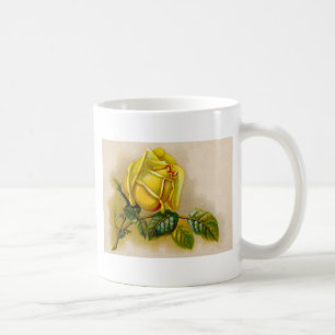 Yellow Rose Antique Vintage Print Fine Art Coffee Mug