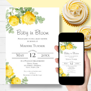 Yellow Rose Baby in Bloom Baby Shower Invitation