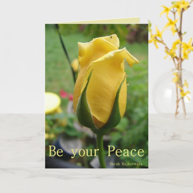 Yellow Rose Be Your Peace Inspirational Quote Card (Yellow Flower)