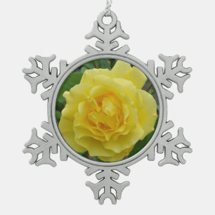 Yellow rose beauty       snowflake pewter christmas ornament