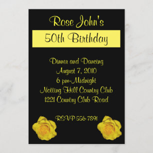 Yellow Rose Birthday Invitation