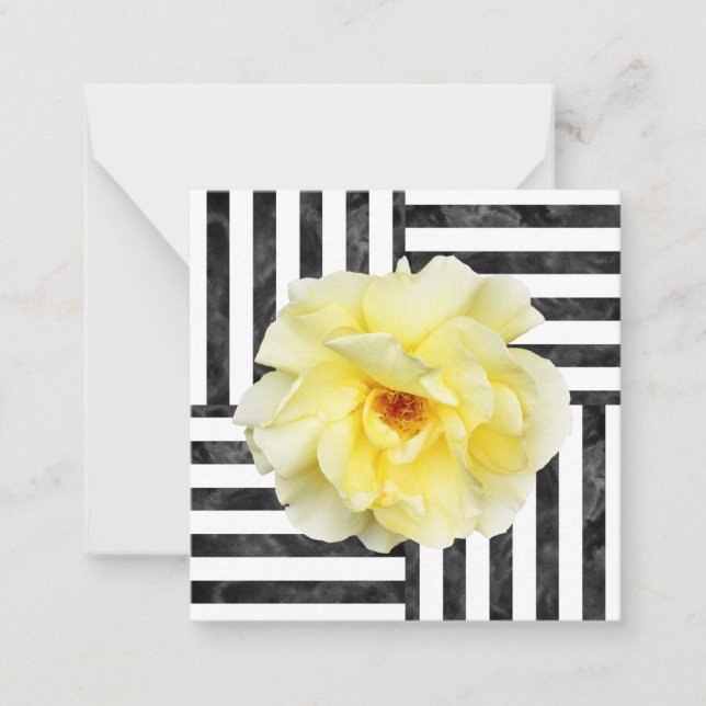 Yellow Rose Black and White Stripes Card (Front)
