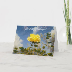 Yellow Rose Blue Sky Garden Birthday Card