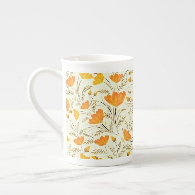 Yellow rose bone china mug (Left)