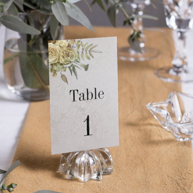 Yellow Rose Bouquet Boho Wedding  Table Number (Creator Uploaded)