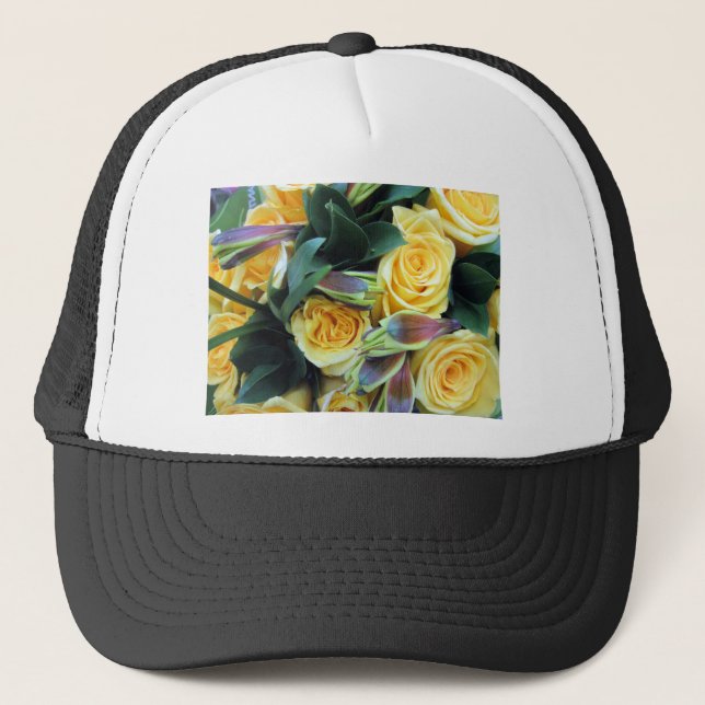 Yellow Rose Buds Trucker Hat (Front)