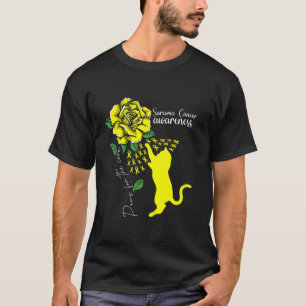 Yellow Rose Cat Paws For The Cure Sarcoma Cancer A T-Shirt