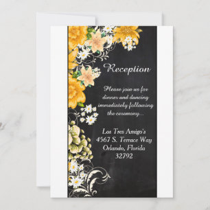 Yellow Rose Chalkboard 3.5x7 Reception Card