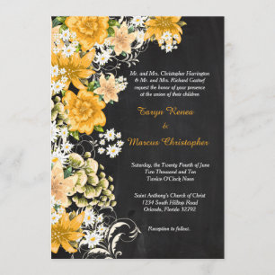 Yellow Rose Chalkboard 5x7 Wedding Invitation