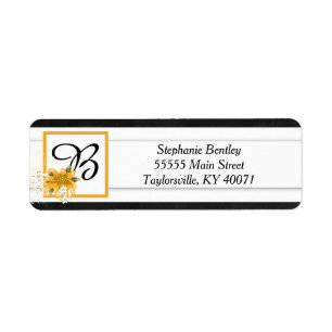 Yellow Rose Chalkboard Return Address Label
