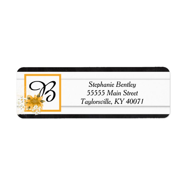 Yellow Rose Chalkboard Return Address Label (Front)