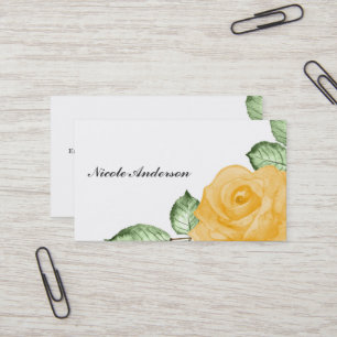 Yellow Rose Chic Elegant Floral Country Rustic Business Card