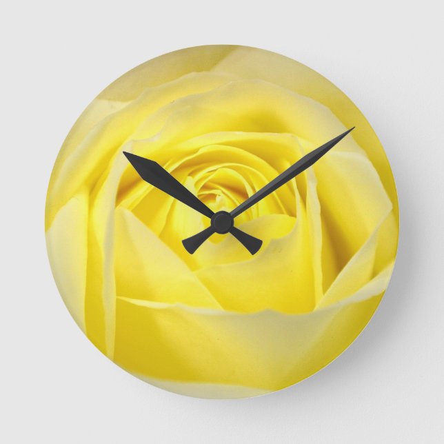Yellow Rose Closeup Round Clock (Front)
