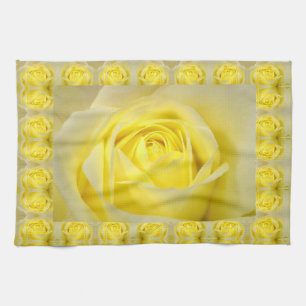 Yellow Rose Closeup Tea Towel