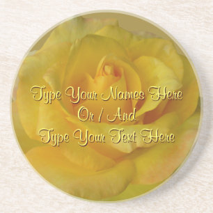 Yellow Rose Coasters Personalised Rose Decor