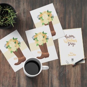 Yellow Rose Cowboy Boot Holiday Card